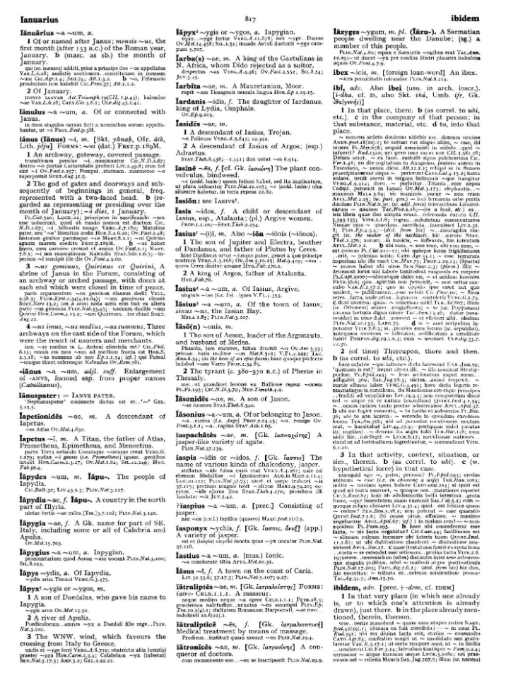 Page from the Oxford Latin Dictionary