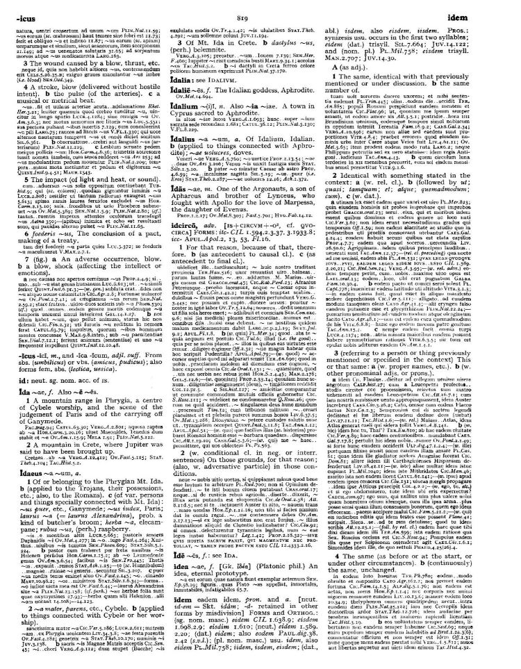 Page from the Oxford Latin Dictionary